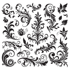 Flower design elements silhouette