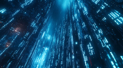 Fototapeta premium blue digital binary code