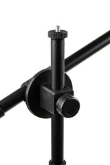 Adjustable smartphone holder stand with a flexible neck and sturdy base, isolated on a white background.