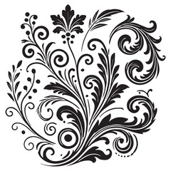 Flower design elements silhouette