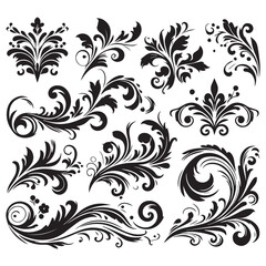 Flower design elements silhouette