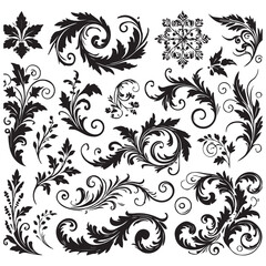 Flower design elements silhouette