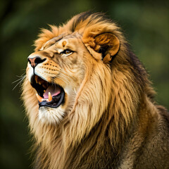 king of the jungle male lion front view that is very mighty