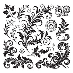 Flower design elements silhouette