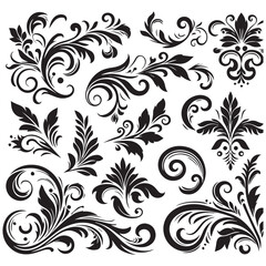 Flower design elements silhouette