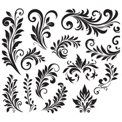 Flower design elements silhouette