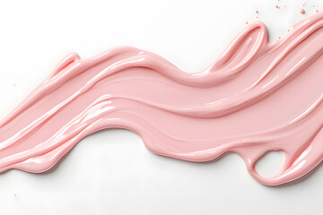 Pink gel lip balm smudge isolated on background.