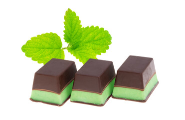 mint chocolate candies isolated