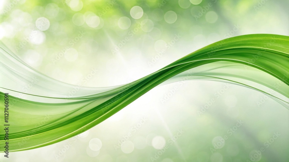 Poster abstract green wave design with blurred bokeh background