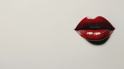 Obraz premium Glossy red lips on a white background.
