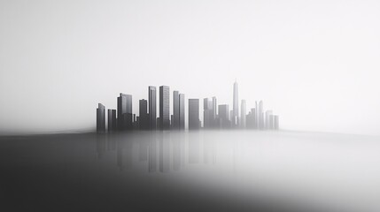 Fototapeta premium Minimalist Cityscape with Fog and Skyscrapers
