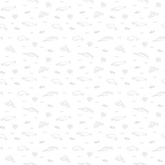 Polar sea animals seamless pattern. Cute Cartoon arctic animals, marine animals and fish, background. Vector Illustration.