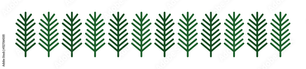 Wall mural christmas tree fir branches pattern border divider. vector illustration. holiday design element.