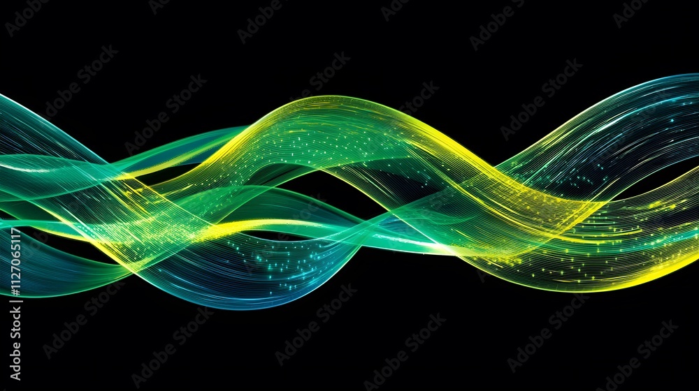 Poster A symmetrical flow of glowing ribbons forming a dynamic and seamless connectivity layout.
