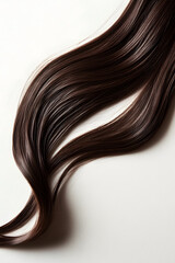 Flowing long curly strand of hair, isolated on white background