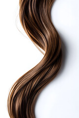 Flowing long curly strand of hair, isolated on white background