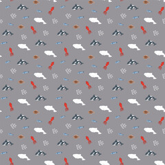 Polar sea animals seamless pattern. Cute Cartoon arctic animals, marine animals and fish, background. Vector Illustration.