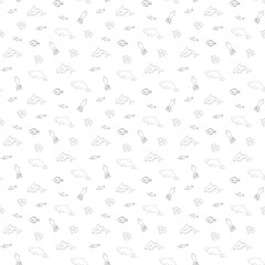 Fototapeta premium Polar sea animals seamless pattern. Cute Cartoon arctic animals, marine animals and fish, background. Vector Illustration.