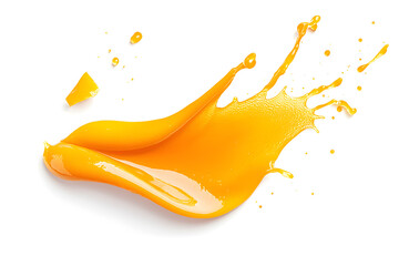Orange mango puree splash isolated on white background