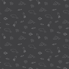 Polar sea animals seamless pattern. Cute Cartoon arctic animals, marine animals and fish, background. Vector Illustration.