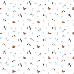 Polar animals seamless pattern. Cute Cartoon arctic animals background. Vector Illustration.