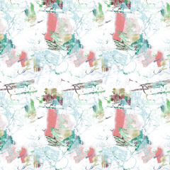 Abstract grunge urban geometric chaotic pattern with words, letters. Old aged newspaper, magazine texture paper background. Beige colorful bright horizontal collage.Mens Designer Shirting Fabrics