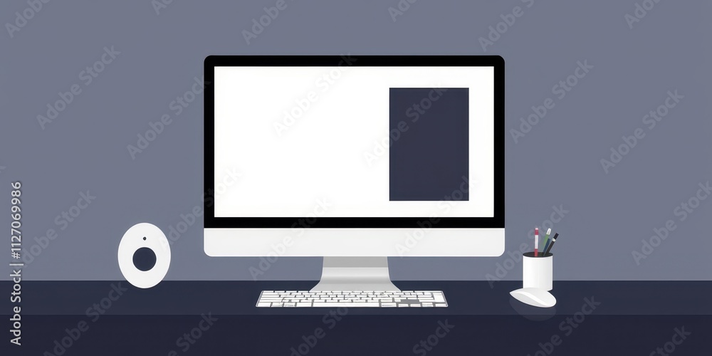 Wall mural high-quality vector mockup of a desktop computer with a blank screen for showcasing website designs 