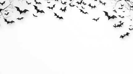 Fototapeta premium Flying black bats flat style illustration isolated on white background