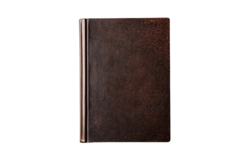 a brown book with a white background