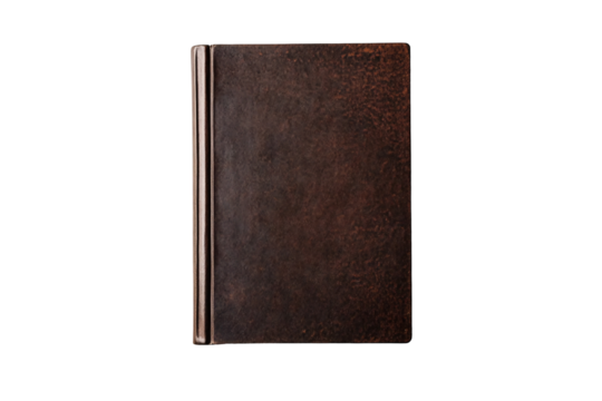 a brown book with a white background