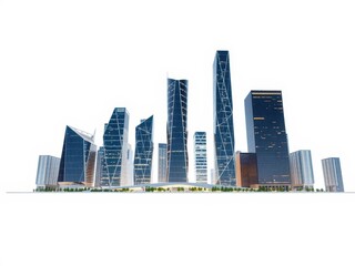 Fototapeta premium Modern high end architecture project evolution showing futuristic skyscrapers evolving over time, skyscrapers, progress