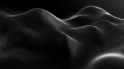 Naklejka premium Abstract dark grayscale undulating lines forming hills and valleys.