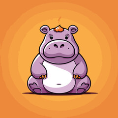 Fototapeta premium Hippopotamus cartoon illustration