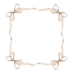 Vintage Frame of brown ribbons and bows.