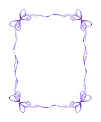 Frame of violet ribbons and bows.