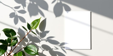 Open magazine mockup with realistic plant shadows on a customizable background, magazine, editorial