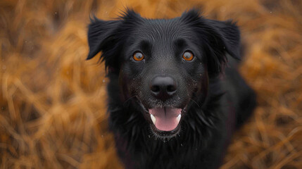 A close-up portrait of a black and tan dog with soulful amber eyes, capturing its thoughtful expression. The dog's detailed fur texture. Ideal for pet, loyalty, or emotional themes.