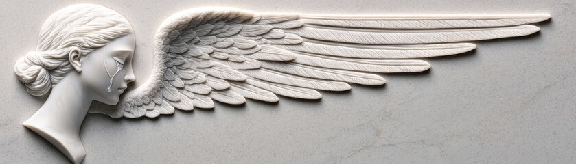 Always loved and remembered. A serene sculpture of a winged figure in elegant detail.