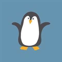 Cute Cartoon Penguin. Arctic, Polar animal. Creature image icon. Vector Illustration.