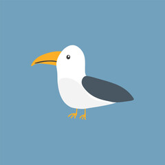Cute Cartoon Seagull. Arctic, Polar animal. Creature image icon. Vector Illustration.