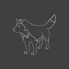 Cute Cartoon Husky Dog. Arctic, Polar animal. Creature image outline doodle icon. Vector Illustration.