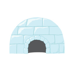 Cute Cartoon Igloo. Arctic, Polar ice house. Building image icon. Vector Illustration.