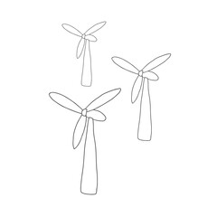 Cartoon wind turbine. Electric power plant windmill generator image icon. Vector Illustration.