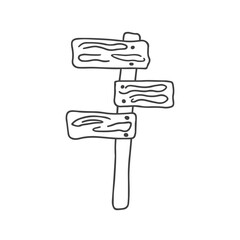 Cute Cartoon wood sign image outline doodle icon. Vector Illustration.