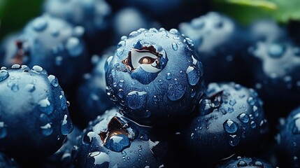 Close-up view capturing the rich textures and droplets on fresh blackberries in natural light