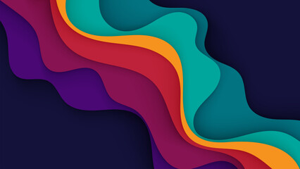 Abstract papercut background colorful wavy shape cutout design vector