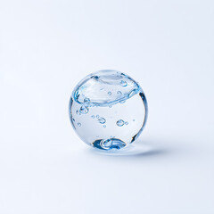 Water sphere with droplets isolated on white background