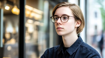 Person standing in front of a job listings board, scanning opportunities with a focused expression. The scene conveys the pursuit of career advancement and the search for meaningful employment.
