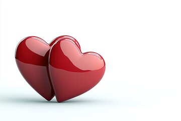 Floating dual red hearts in a pristine white studio setting conveying romantic connection and elegance
