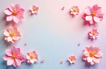 Naklejka premium Beautiful pink and blue paper flowers set against a pink and blue background